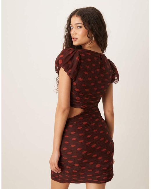 ASOS Red Ruched Bodice Cut Out Mini Dress