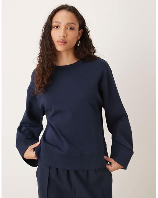 ASOS Blue Interlock Oversized Crew Neck Top