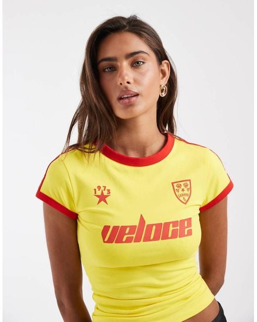ASOS Yellow Baby Tee With Football Graphic