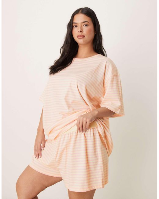 ASOS Natural Asos Design Curve Mix & Match Flippy Pajama Shorts