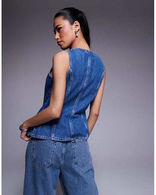 River Island Blue Denim Waistcoat