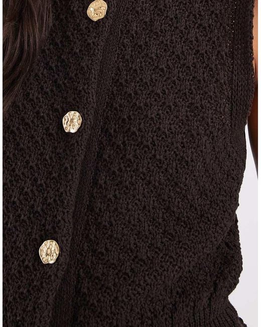 ASOS Black Knitted Tank With Button Detailing