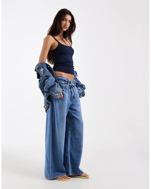 ASOS Blue Scoop Neck Cami With Elastic Straps