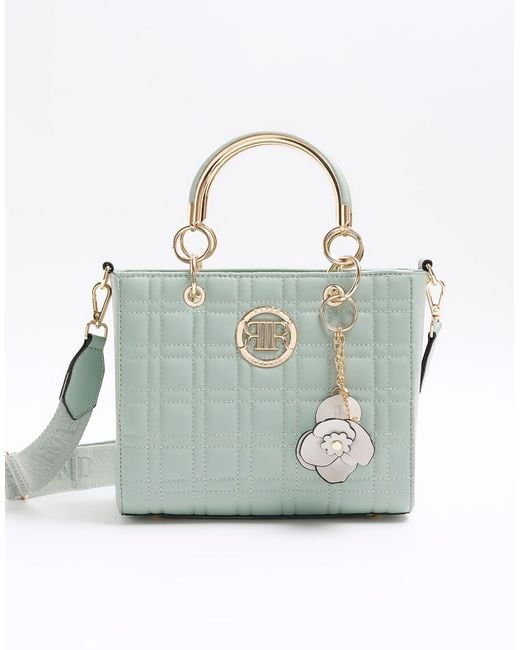 River Island Blue Quilted Tote Bag