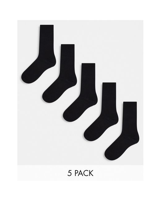 River Island White 5 Pack Ribbed Crew Socks for men