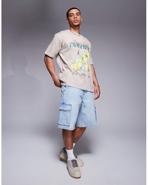 ASOS Oversized T-Shirt Met Zomerse Print in het Gray voor heren