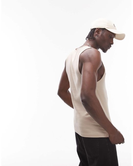 Topman – geripptes trägershirt in Natural für Herren