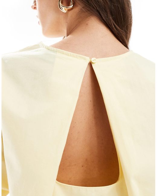 ASOS Natural Poplin Pleat Back Trapeze T Shirt
