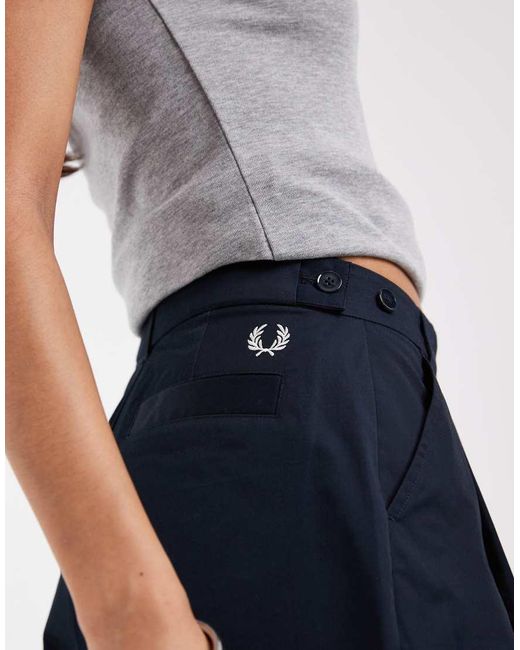 Fred Perry Blue Pleated Bermuda Shorts