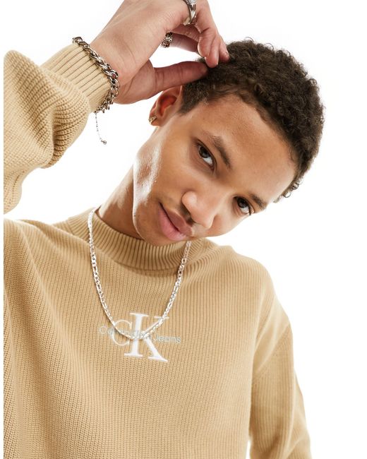 Calvin Klein Brown Monogram Logo Sweater for men