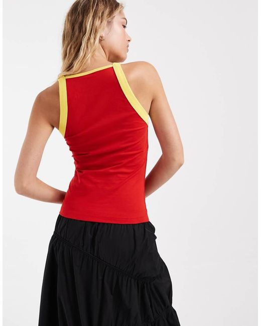 ASOS Red Thick Binding Tank Top With Spain Soccer Graphic