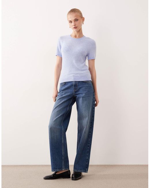 Abercrombie & Fitch Purple – figurbetontes t-shirt aus strick