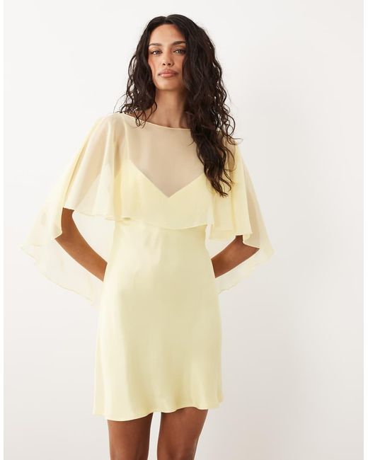 ASOS Natural Satin Chiffon Cape Layer Mini Dress