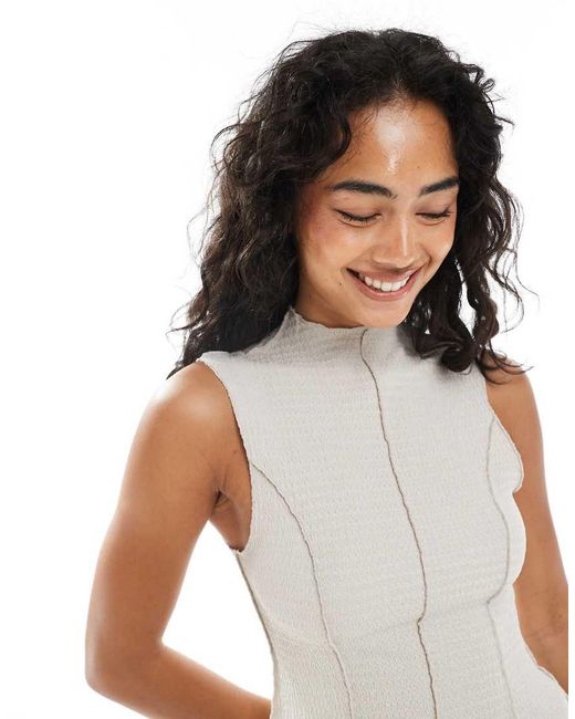 Vero Moda White Textured Jersey Seam Detail Top Co-ord