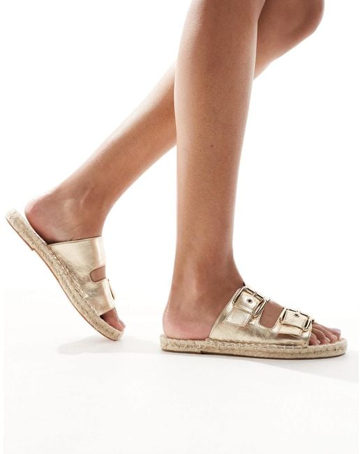 ASOS Pink Jada Double Buckle Espadrille Mules