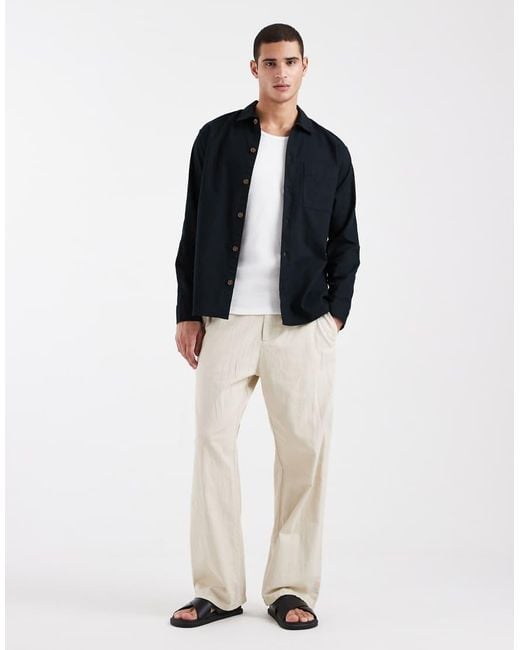 Jack & Jones Blue Linen Mix Overshirt for men