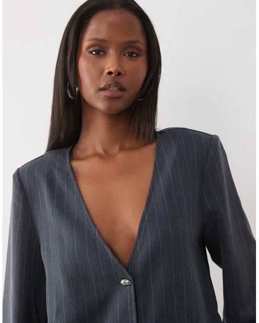 Vila Gray V Neck Tailored Oversized Blazer Co-ord