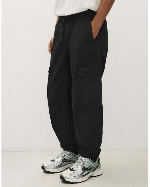 Bershka White Slim Fit Cargo Joggers for men