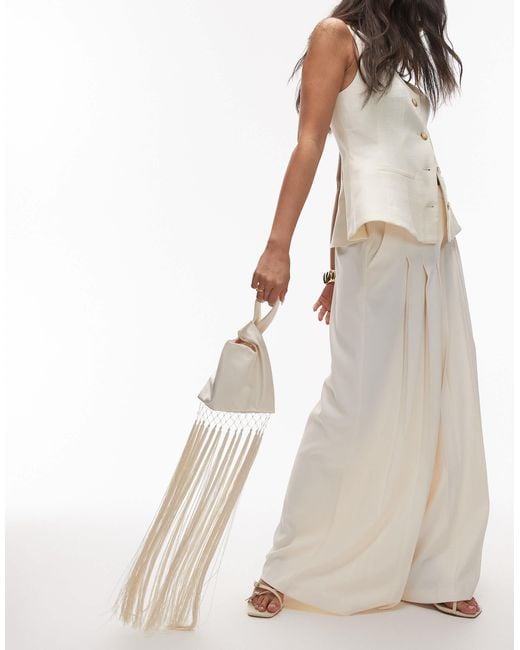 Mango Natural Capsule Small Satin Bag With Tassel Fringe