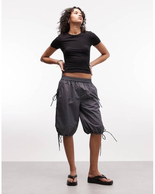 Collusion Gray Nylon Channel Longline Shorts