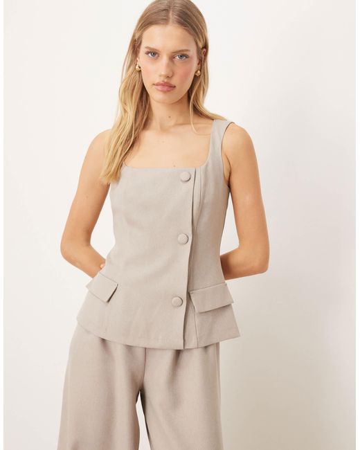 ASOS Natural Waistcoat Jumpsuit