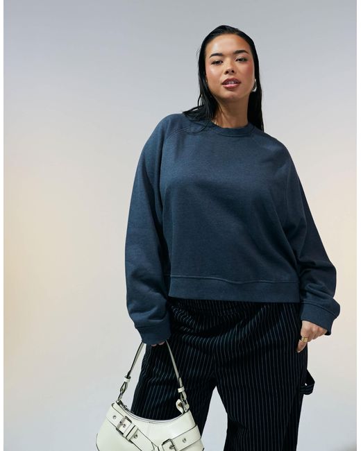 ASOS Blue Asos Design Curve Oversized Sweat With Raglan Detail