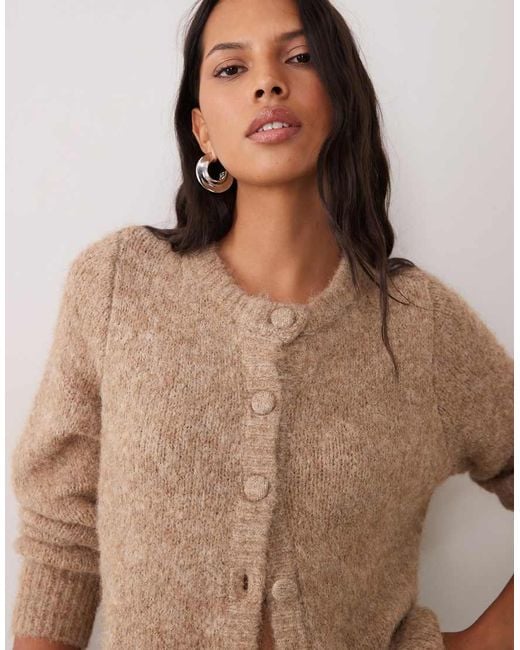 Vila Brown Peplum Hem Knitted Cardigan