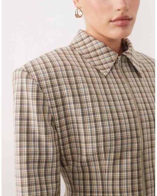 ASOS Natural Tailored Cinch Waist Zip Through Jacket