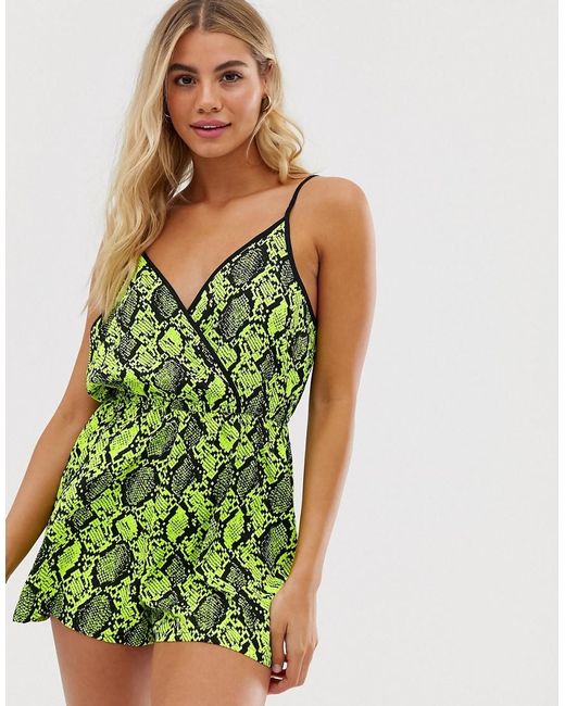 new look green lace playsuit