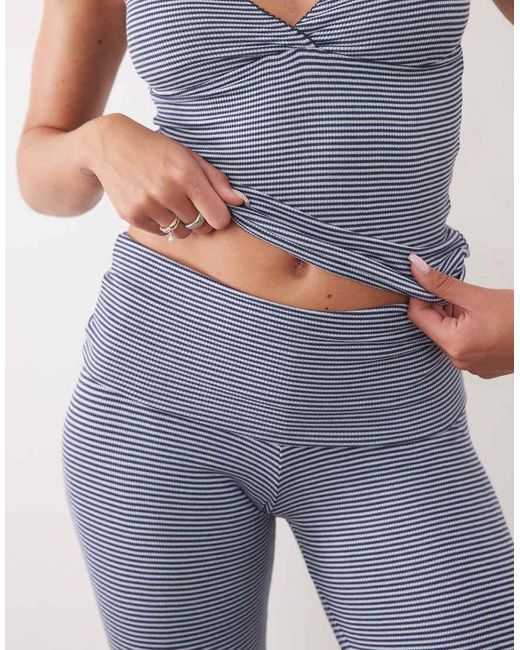 Cotton On Blue Sleep Recovery Triangle Top And Roll Waist Pants Set