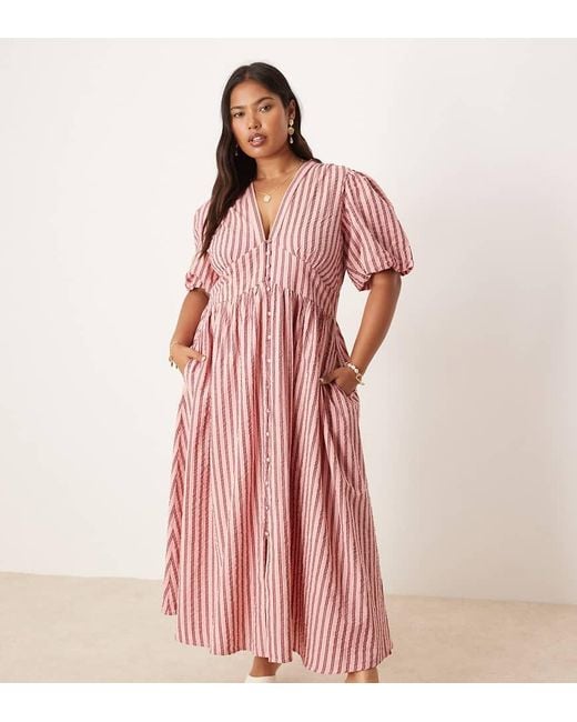 Nobody's Child Pink Starlight Puff Sleeve Midi Dress
