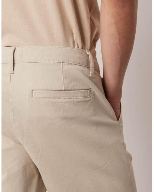 ASOS Skinny Halflange Chinoshort in het Natural voor heren