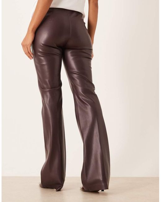Mango Natural Faux Leather Fla Trouser