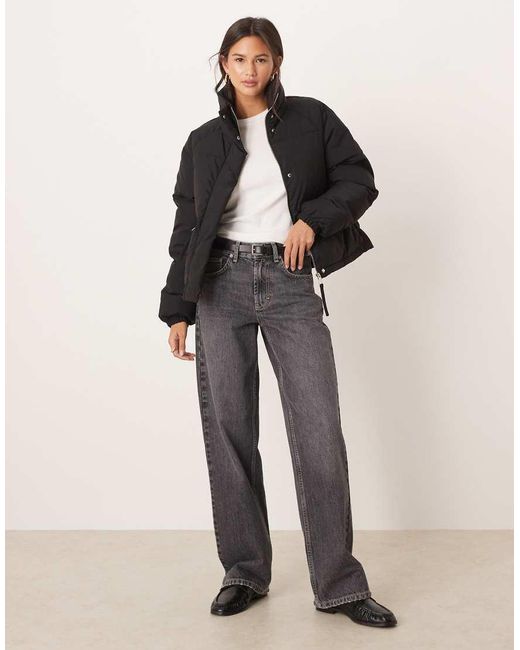 Jdy Black Zip Detail Padded Coat