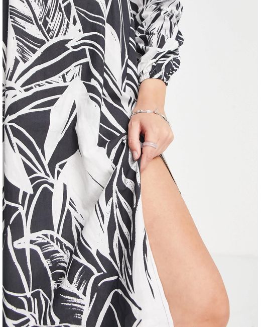 ASOS White Kenya Palm Print Maxi Dress
