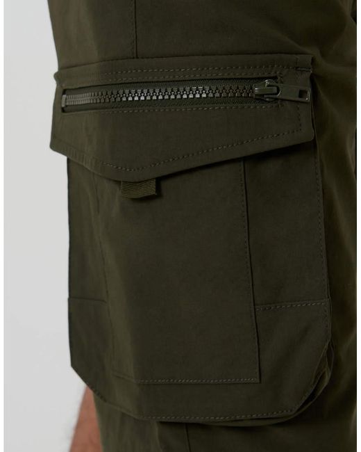 Threadbare Green Cargo Shorts With Drawstring Waist for men