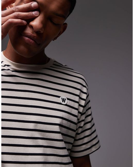 Ace - t-shirt en coton à rayures - et blanc DOUBLE A by WOOD WOOD pour homme en coloris Gray