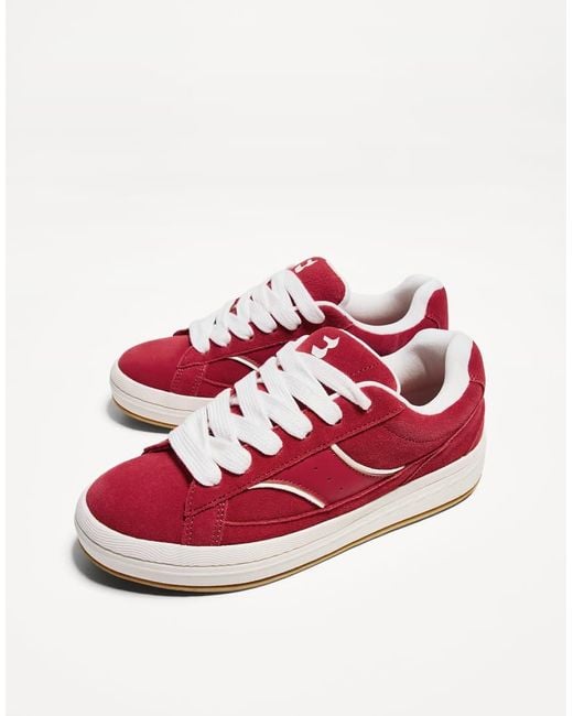 Bershka Pink Leather Skater Trainers