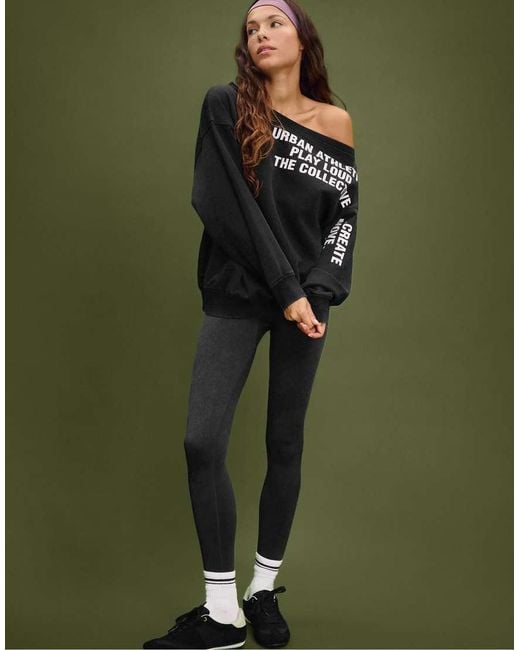 Stradivarius Sweatshirt Met Print Met Vervaagd Effect in het Black