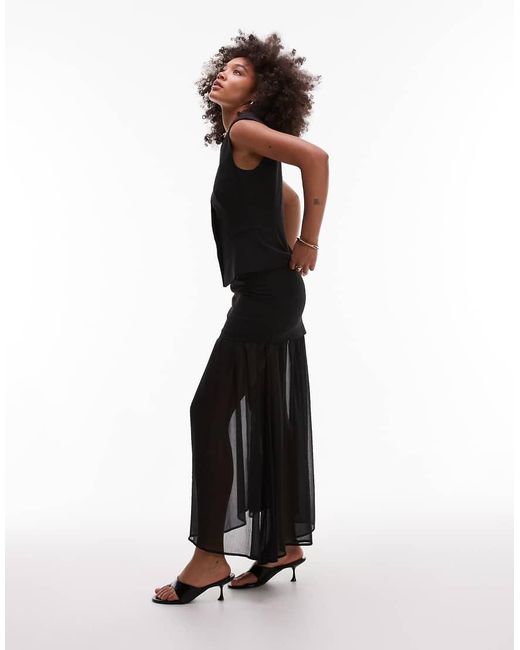 Falda Larga Negra De Corte Sartorial Con Capa De Chifón De (Parte De Un Conjunto) ASOS de color White