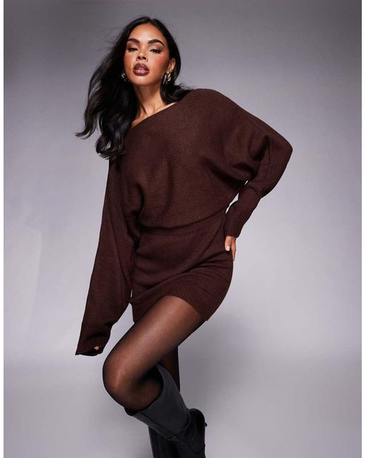 princess polly brown sweater dress Lukea Long Sleeve Mini Dress | Brown | Womens