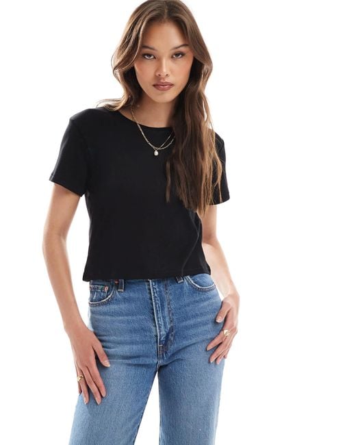 Monki Black Shrunken Tee