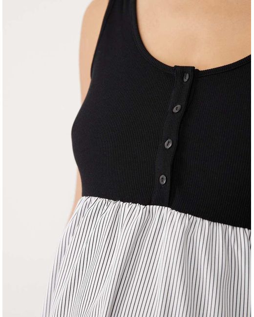 Mama.licious White Mamalicious Maternity Sleevless Midi Dress With Contrast Stripe Skirt Detail