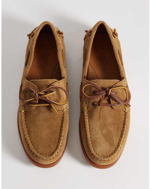 Polo Ralph Lauren Brown Suede Boat Shoes With Tassels for men