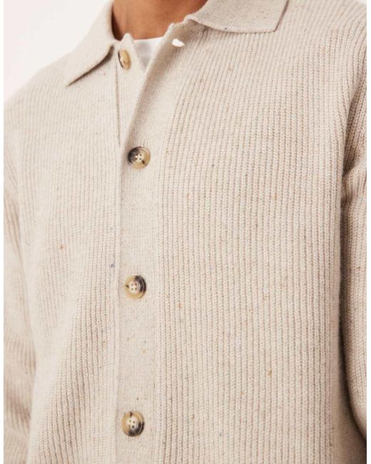 Mango Natural Knitted Polo Cardigan for men