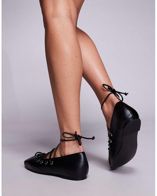 Public Desire Black Lace Up Shoes