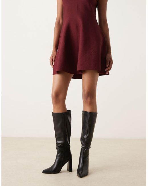 Glamorous Black Pointed Knee Boots