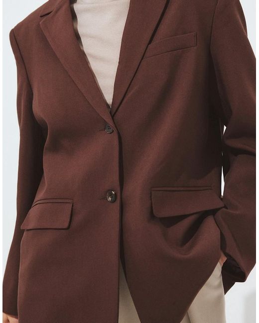 NA-KD Brown Oversized Open Back Blazer