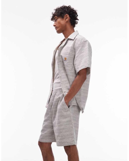 Carhartt Gray Gellar Textured Relaxed Fit Short Co-Ord for men