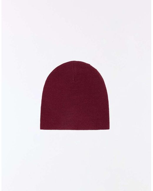 Bershka Red Knitted Beanie for men